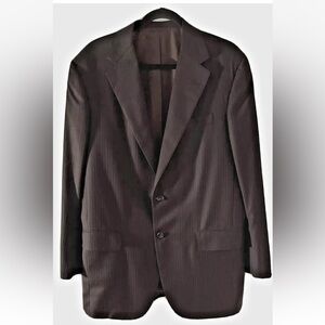 Oxxford Mens Blazer Jacket 44R Black Pinstripe Notch 2 Button Double Vented